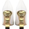 imageFSJ Women Stylish Metallic Gold Chain High Heel Pumps Pointed Toe Slip On Patent Leather Office Lady Party Shoes Size 416 USWhite