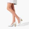 imageFSJ Women Stylish Metallic Gold Chain High Heel Pumps Pointed Toe Slip On Patent Leather Office Lady Party Shoes Size 416 USWhite Patent Leather