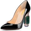 imageFSJ Women Bridal Pointed Toe Chunky Block High Heel Crystal Pumps Slip on Wedding Thick Comfort Evening Dress Shoes Size 415 USBlack