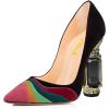imageFSJ Women Bridal Pointed Toe Chunky Block High Heel Crystal Pumps Slip on Wedding Thick Comfort Evening Dress Shoes Size 415 USBlackrainbow