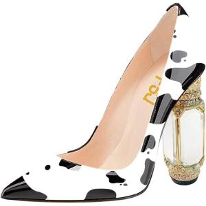 imageFSJ Women Bridal Pointed Toe Chunky Block High Heel Crystal Pumps Slip on Wedding Thick Comfort Evening Dress Shoes Size 415 USCow