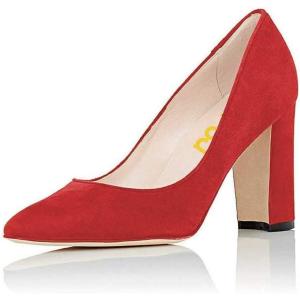 imageFSJ Women Classic Chunky High Heel Closed Round Almond Toe Slip On Formal Office Pumps Size 415 USRedalmond Toe