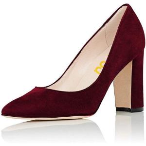 imageFSJ Women Classic Chunky High Heel Closed Round Almond Toe Slip On Formal Office Pumps Size 415 USWinealmond Toe