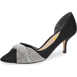 imageFSJ Women Low Kitten Heels Pointed Toe Slip on Pumps DOrsay Pleated Satin Evening Party Dress Office Shoes Size 415 USBlackmesh