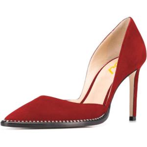 imageFSJ Women Sexy High Heels Slide Pumps Pointed Toe Studded Stiletto Party Evening Dress Shoes Size 415 USWine Suede
