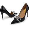 imageFSJ Women Classy Pointed Toe Stiletto High Heel Pumps Slip On Chain Buckle Party Dress Shoes Size 415 USBlack