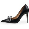 imageFSJ Women Classy Pointed Toe Stiletto High Heel Pumps Slip On Chain Buckle Party Dress Shoes Size 415 USBlack