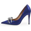 imageFSJ Women Classy Pointed Toe Stiletto High Heel Pumps Slip On Chain Buckle Party Dress Shoes Size 415 USBlue