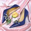 imageFSJ Women Classy Pointed Toe Stiletto High Heel Pumps Slip On Chain Buckle Party Dress Shoes Size 415 USBlue