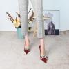 imageFSJ Women Classy Pointed Toe Stiletto High Heel Pumps Slip On Chain Buckle Party Dress Shoes Size 415 USDarkred