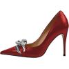 imageFSJ Women Classy Pointed Toe Stiletto High Heel Pumps Slip On Chain Buckle Party Dress Shoes Size 415 USDarkred