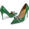 imageFSJ Women Classy Pointed Toe Stiletto High Heel Pumps Slip On Chain Buckle Party Dress Shoes Size 415 USGreen