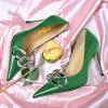 imageFSJ Women Classy Pointed Toe Stiletto High Heel Pumps Slip On Chain Buckle Party Dress Shoes Size 415 USGreen