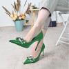 imageFSJ Women Classy Pointed Toe Stiletto High Heel Pumps Slip On Chain Buckle Party Dress Shoes Size 415 USGreen