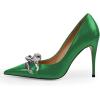 imageFSJ Women Classy Pointed Toe Stiletto High Heel Pumps Slip On Chain Buckle Party Dress Shoes Size 415 USGreen