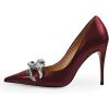 imageFSJ Women Classy Pointed Toe Stiletto High Heel Pumps Slip On Chain Buckle Party Dress Shoes Size 415 USMaroon