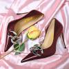 imageFSJ Women Classy Pointed Toe Stiletto High Heel Pumps Slip On Chain Buckle Party Dress Shoes Size 415 USMaroon