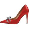imageFSJ Women Classy Pointed Toe Stiletto High Heel Pumps Slip On Chain Buckle Party Dress Shoes Size 415 USRed