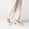 imageFSJ Women Fashion Pointed Toe V Cut Low Kitten Heel Slip On Pumps Soft Leather Ladies Daily Comfort Basic Dress Shoes Size 415 USBeige
