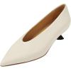 imageFSJ Women Fashion Pointed Toe V Cut Low Kitten Heel Slip On Pumps Soft Leather Ladies Daily Comfort Basic Dress Shoes Size 415 USBeige