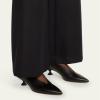 imageFSJ Women Fashion Pointed Toe V Cut Low Kitten Heel Slip On Pumps Soft Leather Ladies Daily Comfort Basic Dress Shoes Size 415 USBlack Texture