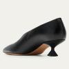 imageFSJ Women Fashion Pointed Toe V Cut Low Kitten Heel Slip On Pumps Soft Leather Ladies Daily Comfort Basic Dress Shoes Size 415 USBlack Texture