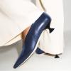 imageFSJ Women Fashion Pointed Toe V Cut Low Kitten Heel Slip On Pumps Soft Leather Ladies Daily Comfort Basic Dress Shoes Size 415 USBlue