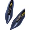 imageFSJ Women Fashion Pointed Toe V Cut Low Kitten Heel Slip On Pumps Soft Leather Ladies Daily Comfort Basic Dress Shoes Size 415 USBlue