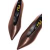 imageFSJ Women Fashion Pointed Toe V Cut Low Kitten Heel Slip On Pumps Soft Leather Ladies Daily Comfort Basic Dress Shoes Size 415 USBrown