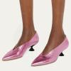 imageFSJ Women Fashion Pointed Toe V Cut Low Kitten Heel Slip On Pumps Soft Leather Ladies Daily Comfort Basic Dress Shoes Size 415 USPink