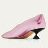 imageFSJ Women Fashion Pointed Toe V Cut Low Kitten Heel Slip On Pumps Soft Leather Ladies Daily Comfort Basic Dress Shoes Size 415 USPink
