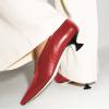 imageFSJ Women Fashion Pointed Toe V Cut Low Kitten Heel Slip On Pumps Soft Leather Ladies Daily Comfort Basic Dress Shoes Size 415 USRed