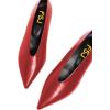 imageFSJ Women Fashion Pointed Toe V Cut Low Kitten Heel Slip On Pumps Soft Leather Ladies Daily Comfort Basic Dress Shoes Size 415 USRed