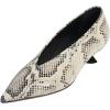 imageFSJ Women Fashion Pointed Toe V Cut Low Kitten Heel Slip On Pumps Soft Leather Ladies Daily Comfort Basic Dress Shoes Size 415 USSnakeskin