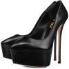 imageFSJ Women Platform High Heel Pumps Stiletto Almond Toe Slip On Closed Toe Wedding Evening Party Prom Dress Shoes Size 415 USBlack