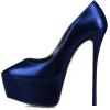 imageFSJ Women Platform High Heel Pumps Stiletto Almond Toe Slip On Closed Toe Wedding Evening Party Prom Dress Shoes Size 415 USDark Blue