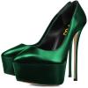 imageFSJ Women Platform High Heel Pumps Stiletto Almond Toe Slip On Closed Toe Wedding Evening Party Prom Dress Shoes Size 415 USDark Green