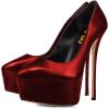 imageFSJ Women Platform High Heel Pumps Stiletto Almond Toe Slip On Closed Toe Wedding Evening Party Prom Dress Shoes Size 415 USDark Red