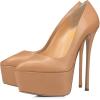 imageFSJ Women Platform High Heel Pumps Stiletto Almond Toe Slip On Closed Toe Wedding Evening Party Prom Dress Shoes Size 415 USNude