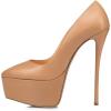 imageFSJ Women Platform High Heel Pumps Stiletto Almond Toe Slip On Closed Toe Wedding Evening Party Prom Dress Shoes Size 415 USNude