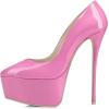 imageFSJ Women Platform High Heel Pumps Stiletto Almond Toe Slip On Closed Toe Wedding Evening Party Prom Dress Shoes Size 415 USPink