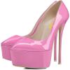 imageFSJ Women Platform High Heel Pumps Stiletto Almond Toe Slip On Closed Toe Wedding Evening Party Prom Dress Shoes Size 415 USPink