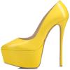 imageFSJ Women Platform High Heel Pumps Stiletto Almond Toe Slip On Closed Toe Wedding Evening Party Prom Dress Shoes Size 415 USYellow
