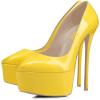 imageFSJ Women Platform High Heel Pumps Stiletto Almond Toe Slip On Closed Toe Wedding Evening Party Prom Dress Shoes Size 415 USYellow