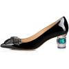 imageFSJ Women Pointed Toe Crystal Pump Rhinestone Bow Block Low Heel Slip On Comfy Date Party Dance Shoes Size 415 USBlack