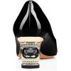 imageFSJ Women Pointed Toe Crystal Pump Rhinestone Bow Block Low Heel Slip On Comfy Date Party Dance Shoes Size 415 USBlack2