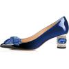 imageFSJ Women Pointed Toe Crystal Pump Rhinestone Bow Block Low Heel Slip On Comfy Date Party Dance Shoes Size 415 USBlue Gradient