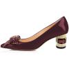 imageFSJ Women Pointed Toe Crystal Pump Rhinestone Bow Block Low Heel Slip On Comfy Date Party Dance Shoes Size 415 USDark Grayish Purple
