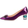 imageFSJ Women Pointed Toe Crystal Pump Rhinestone Bow Block Low Heel Slip On Comfy Date Party Dance Shoes Size 415 USPurple