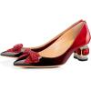 imageFSJ Women Pointed Toe Crystal Pump Rhinestone Bow Block Low Heel Slip On Comfy Date Party Dance Shoes Size 415 USRed Gradient